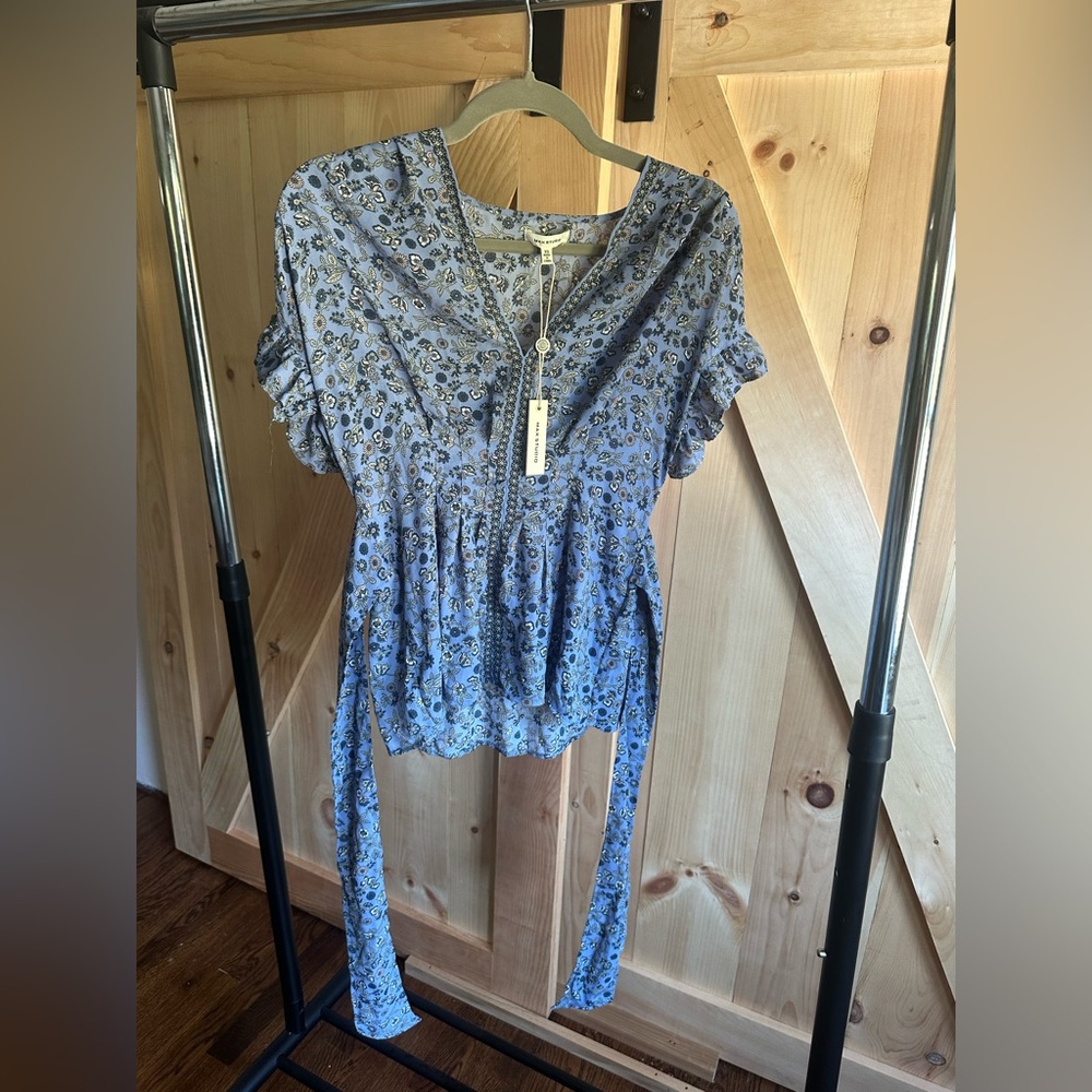 Max Studio Blue Floral Blouse
